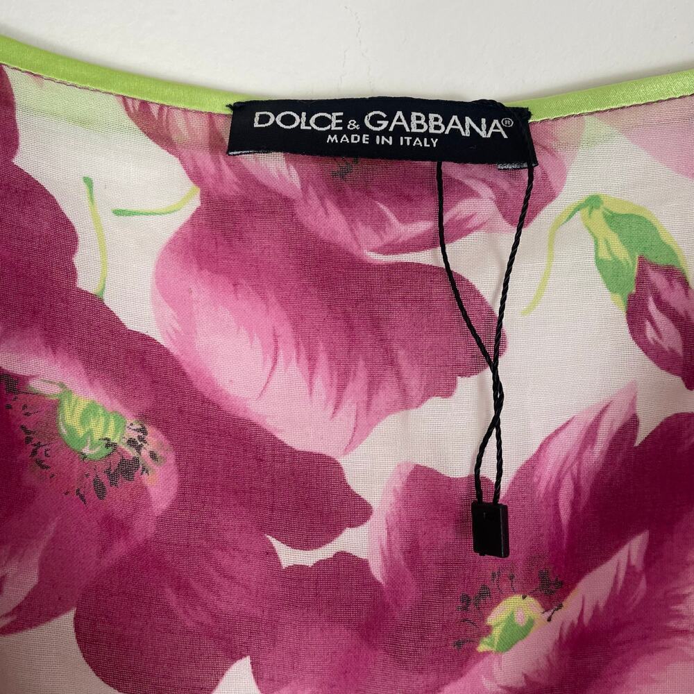 Dolce & Gabbana Purple Floral Print V Neck Puff Sleeve Blouse Size Large - Picture 5 of 8